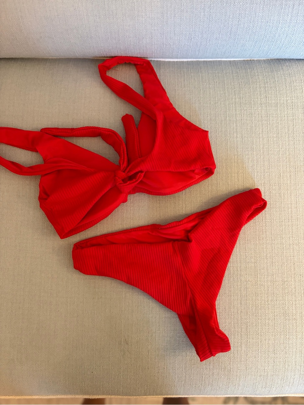 Red Ribbed Bikini Set - Picture 2 of 2